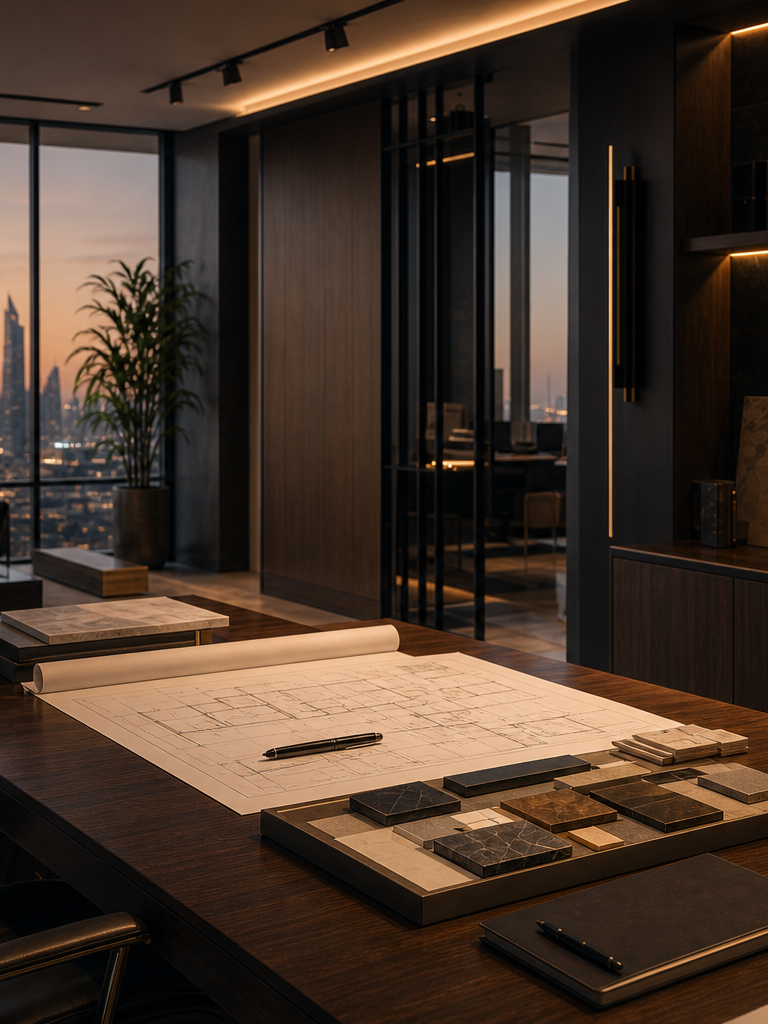 GOS fitout design guide with blueprints and material samples